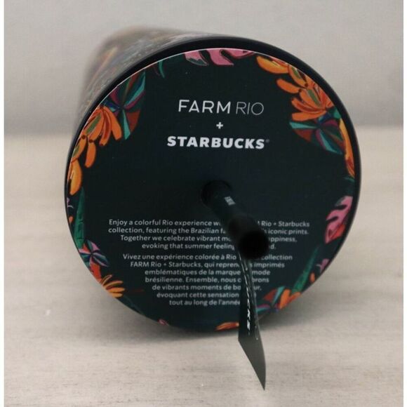 Farm Rio +Starbucks Black Tropical 24oz Cold Cup Tumbler Summer '25 Limited Edt. - Picture 6 of 6